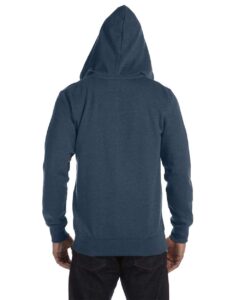 econscious EC5680 Unisex Heathered Full-Zip Hooded Sweatshirt – Water (on model back)