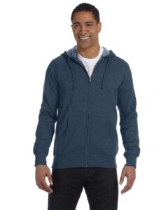 econscious EC5680 Unisex Heathered Full-Zip Hooded Sweatshirt – Water (on model)