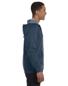 econscious EC5680 Unisex Heathered Full-Zip Hooded Sweatshirt – Water (on model side)