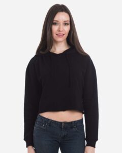 Lane Seven LS12000 Women’s Cropped Hoodie Sweatshirt – Black (on model)