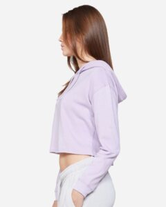Lane Seven LS12000 Women’s Cropped Hoodie Sweatshirt – Lilac (on model side)