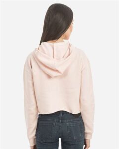 Lane Seven LS12000 Women’s Cropped Hoodie Sweatshirt – Pale Pink (on model back)