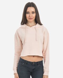 Lane Seven LS12000 Women’s Cropped Hoodie Sweatshirt – Pale Pink (on model)