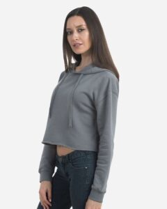 Lane Seven LS12000 Women’s Cropped Hoodie Sweatshirt – Storm (on model side)