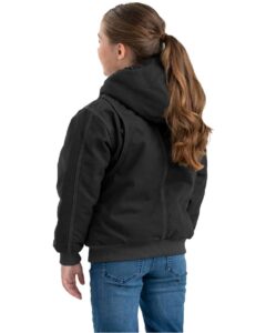Berne Apparel BHJ61 Youth Highland Softstone Duck Hooded Jacket – Black (on model back)