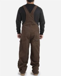 Berne Apparel B1068 Men’s Acre Unlined Washed Bib Overall – Bark_40 (on model back)