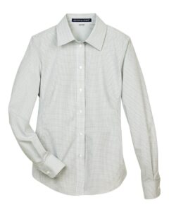 Devon & Jones DG510W Women’s Crown Collection® Micro Tattersall Woven Dress Shirt – White/ Forest/ Lime