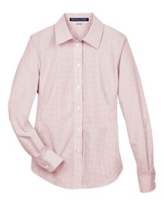Devon & Jones DG510W Women’s Crown Collection® Micro Tattersall Woven Dress Shirt – White/ Rust/ Stone