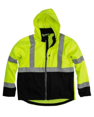 Berne Apparel HVJS206 Men’s Hi-Vis Class 3 Hooded Soft Shell Jacket – Yellow