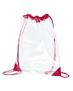 BAGedge BE253 PVC Clear Drawstring Bag – Red