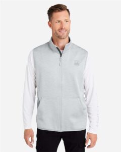 HUK H130099 Men’s Coldfront+ Vest – Harbor Mist Heather (on model)