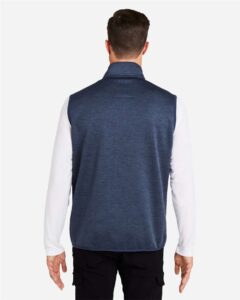 HUK H130099 Men’s Coldfront+ Vest – Naval Academy Heather (on model back)