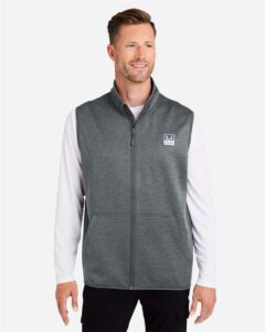 HUK H130099 Men’s Coldfront+ Vest – Volcanic Ash Heather (on model)