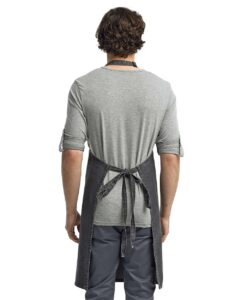 Artisan Collection by Reprime RP150 Recycled Bib Apron – Black Denim (on model back)