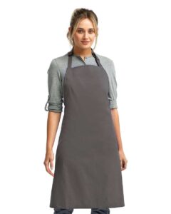 Artisan Collection by Reprime RP150 Recycled Bib Apron – Dark Grey (on model)
