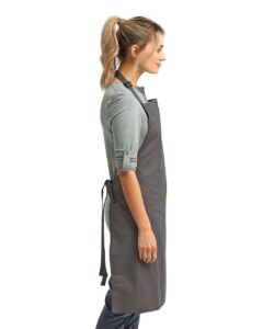 Artisan Collection by Reprime RP150 Recycled Bib Apron – Dark Grey (on model side)