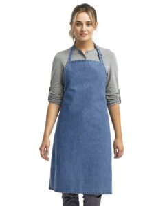 Artisan Collection by Reprime RP150 Recycled Bib Apron – Denim Blue (on model)