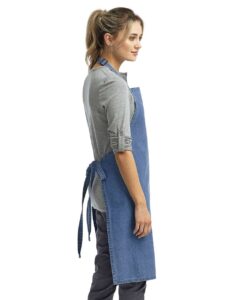Artisan Collection by Reprime RP150 Recycled Bib Apron – Denim Blue (on model side)