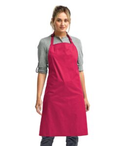Artisan Collection by Reprime RP150 Recycled Bib Apron – Hot Pink (on model)