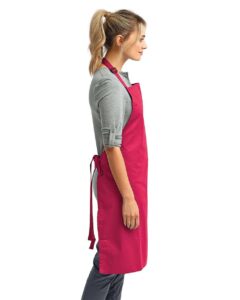 Artisan Collection by Reprime RP150 Recycled Bib Apron – Hot Pink (on model side)
