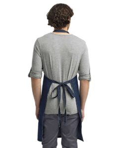 Artisan Collection by Reprime RP150 Recycled Bib Apron – Indigo Denim (on model back)