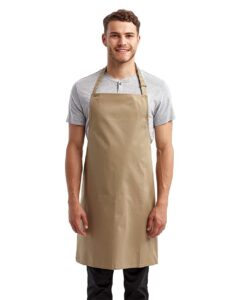 Artisan Collection by Reprime RP150 Recycled Bib Apron – Khaki (on model)