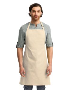 Artisan Collection by Reprime RP150 Recycled Bib Apron – Natural (on model)