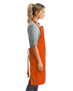 Artisan Collection by Reprime RP150 Recycled Bib Apron – Orange (on model side)