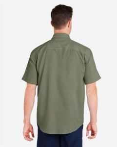 HUK H150171 Men’s Tide Point Short Sleeve Shirt – Moss (on model back)