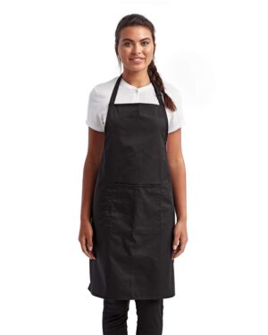 Artisan Collection by Reprime RP154 Recycled Pocket Bib Apron – Black (on model)