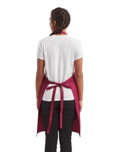 Artisan Collection by Reprime RP154 Recycled Pocket Bib Apron – Burgundy (on model back)