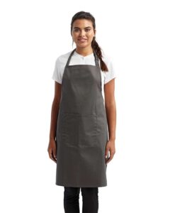 Artisan Collection by Reprime RP154 Recycled Pocket Bib Apron – Dark Grey (on model)