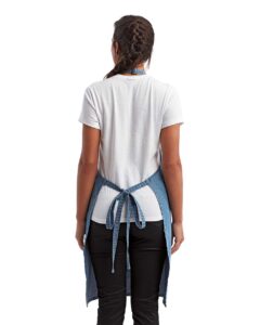 Artisan Collection by Reprime RP154 Recycled Pocket Bib Apron – Denim Blue (on model back)