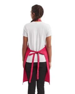 Artisan Collection by Reprime RP154 Recycled Pocket Bib Apron – Hot Pink (on model back)