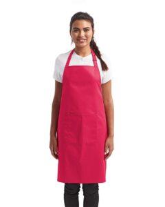 Artisan Collection by Reprime RP154 Recycled Pocket Bib Apron – Hot Pink (on model)