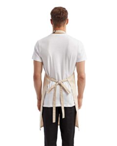 Artisan Collection by Reprime RP154 Recycled Pocket Bib Apron – Natural (on model back)