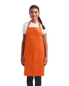Artisan Collection by Reprime RP154 Recycled Pocket Bib Apron – Orange (on model)