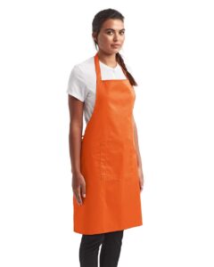 Artisan Collection by Reprime RP154 Recycled Pocket Bib Apron – Orange (on model side)