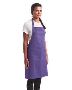 Artisan Collection by Reprime RP154 Recycled Pocket Bib Apron – Purple (on model side)