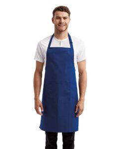 Artisan Collection by Reprime RP154 Recycled Pocket Bib Apron – Royal (on model)