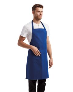 Artisan Collection by Reprime RP154 Recycled Pocket Bib Apron – Royal (on model side)