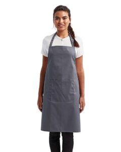 Artisan Collection by Reprime RP154 Recycled Pocket Bib Apron – Steel (on model)