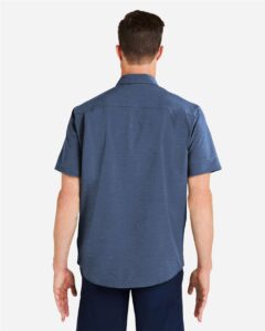 HUK H150154 Men’s Kona Short Sleeve Solid Shirt – Naval Academy (on model back)