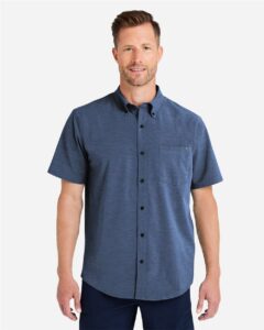 HUK H150154 Men’s Kona Short Sleeve Solid Shirt – Naval Academy (on model)