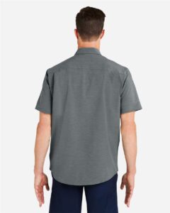 HUK H150154 Men’s Kona Short Sleeve Solid Shirt – Volcanic Ash (on model back)