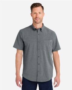 HUK H150154 Men’s Kona Short Sleeve Solid Shirt – Volcanic Ash (on model)
