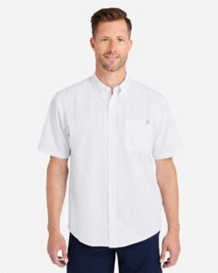 HUK H150154 Men’s Kona Short Sleeve Solid Shirt – White (on model)
