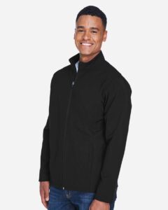 Team 365 TT80 Men’s Leader Soft Shell Jacket – Black (on model side)