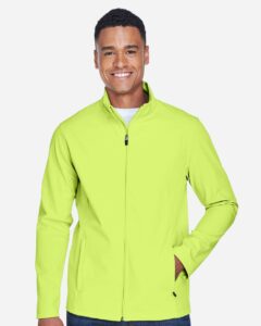 Team 365 TT80 Men’s Leader Soft Shell Jacket – Safety Yellow (on model)