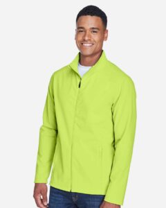 Team 365 TT80 Men’s Leader Soft Shell Jacket – Safety Yellow (on model side)